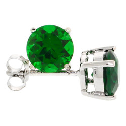 .925 Sterling Silver Emerald Green 4mm - 7mm Round Cut CZ Stud Rhodium Plated Earrings - Made in Italy