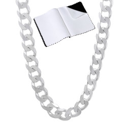 Men's 6.5mm Solid .925 Sterling Silver Beveled Curb Chain Necklace