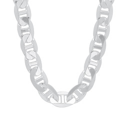 Men's 1mm-13mm Solid .925 Sterling Silver Flat Mariner Chain Necklace or Bracelet