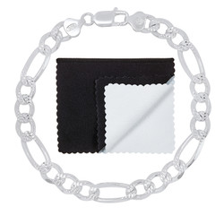 8.1mm .925 Sterling Silver Diamond-Cut Flat Figaro Chain Bracelet + Gift Box (SKU: NC1020B-BX)