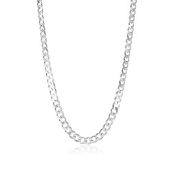 Men's 7.5mm Solid .925 Sterling Silver Beveled Curb Chain Necklace + Gift Box
