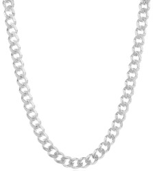 Men's 8.9mm .925 Sterling Silver Diamond-Cut Flat Cuban Link Curb Chain Necklace