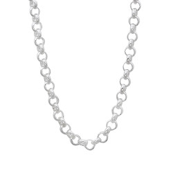 4mm Solid .925 Sterling Silver Round Rolo Chain Necklace