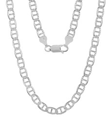 5mm-6mm .925 Sterling Silver Diamond-Cut Flat Mariner Chain Necklace or Bracelet (SKU: MARINER-DC-CHAINS)
