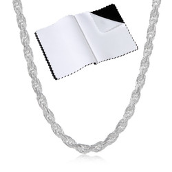 2.6mm .925 Sterling Silver Diamond-Cut Twisted Rope Chain Necklace + Gift Box (SKU: SYC086-BX)