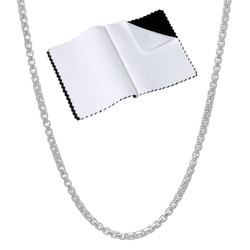 1.9mm Solid .925 Sterling Silver Square Box Chain Necklace (SKU: SS-HRB40)