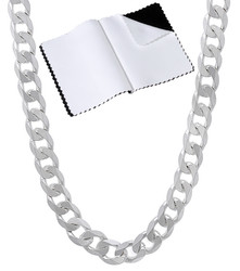 Men's 5mm Solid .925 Sterling Silver Beveled Curb Chain Necklace + Gift Box