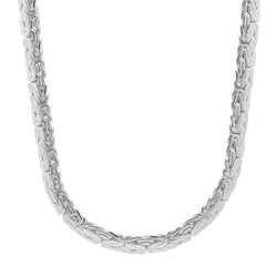 Men's 6.3mm Solid .925 Sterling Silver Flat Domed Byzantine Chain Necklace + Gift Box (SKU: SS-NC1002-BX)