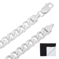 Men's 6.5mm Solid .925 Sterling Silver Beveled Curb Chain Necklace + Gift Box (SKU: CHN135-BX)