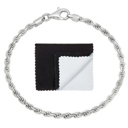 3.2mm .925 Sterling Silver Diamond-Cut Twisted Rope Chain Bracelet (SKU: NC1001B)