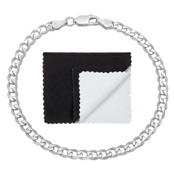 4.5mm Solid .925 Sterling Silver Beveled Curb Chain Bracelet (SKU: CHN264B)