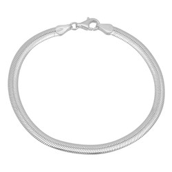 4.6mm Solid .925 Sterling Silver Flat Herringbone Chain Bracelet (SKU: SS-MFHO60B)
