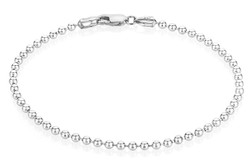 3mm Rhodium Plated Silver Military Ball Chain Bracelet