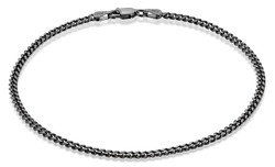 3mm Black Plated Silver Beveled Curb Chain Bracelet (SKU: NC1007-BLKB)
