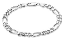 7mm Oxidized Plated Silver Flat Mariner Chain Bracelet