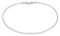 1.8mm Rhodium Plated Silver Military Ball Chain Bracelet