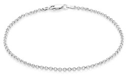 2.2mm Oxidized Plated Silver Round Rolo Chain Bracelet