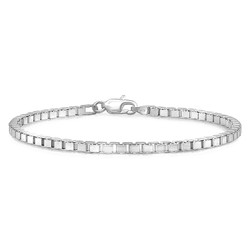 2.7mm Solid .925 Sterling Silver Square Box Chain Bracelet + Gift Box