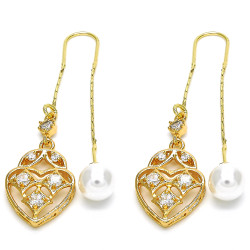 Polished 14k Yellow Gold Plated Clear Cubic Zirconia Threader Earrings (SKU: GL-ER1031)
