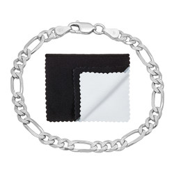 5.2mm .925 Sterling Silver Diamond-Cut Flat Figaro Chain Bracelet (SKU: NC1018B)