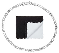 3mm Solid .925 Sterling Silver Flat Figaro Chain Bracelet (SKU: NC1013B)