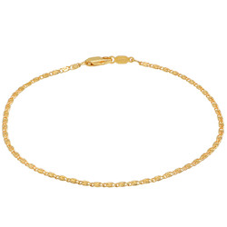 Women's 1.8mm 14k Yellow Gold Plated Cable Venetian Chain Link Bracelet + Gift Box