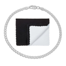3mm Solid .925 Sterling Silver Flat Bismark Bismark Chain Link Bracelet