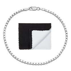 2.3mm Solid .925 Sterling Silver Square Box Chain Bracelet
