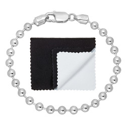 5mm Solid .925 Sterling Silver Military Ball Chain Bracelet + Gift Box (SKU: NC1006B-BX)