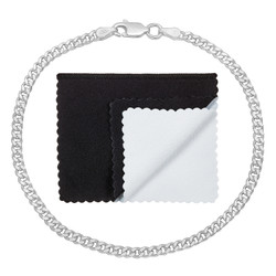 3mm Solid .925 Sterling Silver Flat Curb Chain Bracelet + Gift Box (SKU: NC1007B-BX)