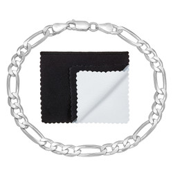 5.5mm Solid .925 Sterling Silver Flat Figaro Chain Bracelet + Gift Box (SKU: NEC501B-BX)