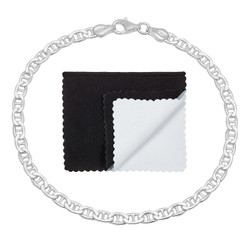 3.5mm Solid .925 Sterling Silver Flat Mariner Chain Bracelet + Gift Box (SKU: NK1201B-BX)