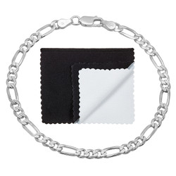 4.7mm .925 Sterling Silver Diamond-Cut Flat Figaro Chain Bracelet + Gift Box