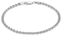 2.7mm Solid .925 Sterling Silver Braided Wheat Chain Bracelet + Gift Box