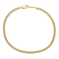 2.2mm 14k Yellow Gold Plated Flat Curb Chain Bracelet