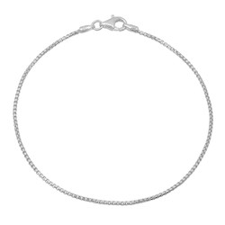 1.2mm Solid .925 Sterling Silver Square Box Chain Bracelet