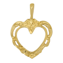 Gold Plated Intricate Filigree Open Heart Shaped Pendant + Microfiber