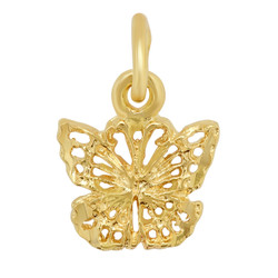 Petite Gold Plated Butterfly Pendant w/Open Woven Design + Microfiber