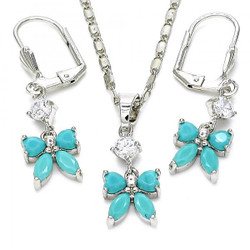 0.25 mils Rhodium Plated Silver CZ Butterfly Pendant + Mariner Chain Set, 18" + Jewelry Cloth