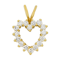 Gold Plated Heart Shaped Halo of Round Brilliant CZs Pendant + Microfiber