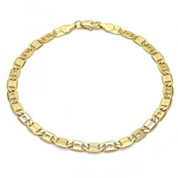 5.4mm Polished 14k Yellow Gold Plated Flat Mariner Chain Anklet, 10 inches (SKU: GL-AK1050)
