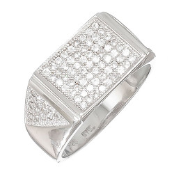 Solid .925 Sterling Silver Rhodium Plated Ring Iced Out with Real Micro Pave CZ Stones + Bonus Polishing Cloth (SKU: SS-SR1260)