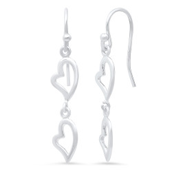 Women's High-Polished .925 Sterling Silver (Nickel Free) Drop Earrings + Jewelry Cloth & Pouch (SKU: SS-ER2410)