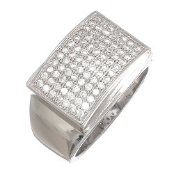 Solid .925 Sterling Silver Rhodium Plated Ring Iced Out with Real Micro Pave CZ Stones + Bonus Polishing Cloth (SKU: SS-SR1191)
