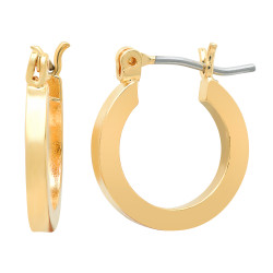 14k Yellow Gold Plated Round Hoop Earrings, 17mm x 14.7mm (⅔ inches" x ½ inches") (SKU: GL-ER1017)