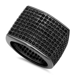 Black Plated Micro-Pave Iced Out Cubic Zirconia Square Top Ring + Jewelry Polishing Cloth (SKU: BP-RN1004)