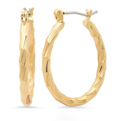 14k Yellow Gold Plated Oval Hoop Earrings, 27mm x 20mm (" x ⅘ inches") (SKU: GL-ER1026)