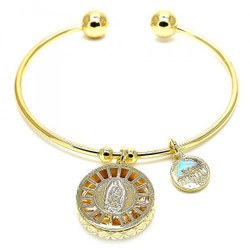 22mm 14k Yellow Gold Plated Clear Cubic Zirconia Round Charm Bracelet, 7.5 inches (SKU: GL-BC1026)