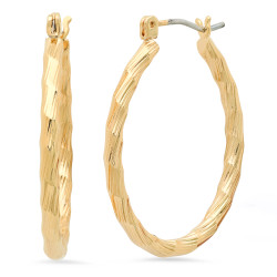 14k Yellow Gold Plated Round Hoop Earrings, 32mm x 23mm (¼ inches" x ⅞ inches") (SKU: GL-ER1027)
