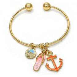 22mm 14k Yellow Gold Plated Round Charm Bracelet, 7.5 inches (SKU: GL-BC1021)